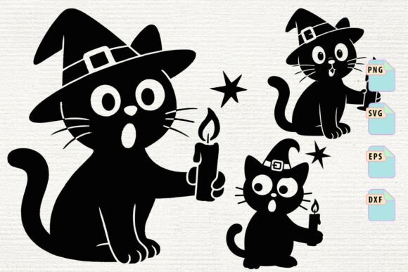 Black Cat Candle Clipart, Halloween Svg