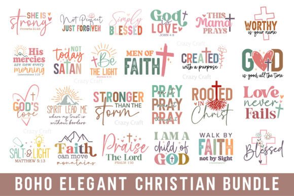 Boho Christian Svg Png Bundle