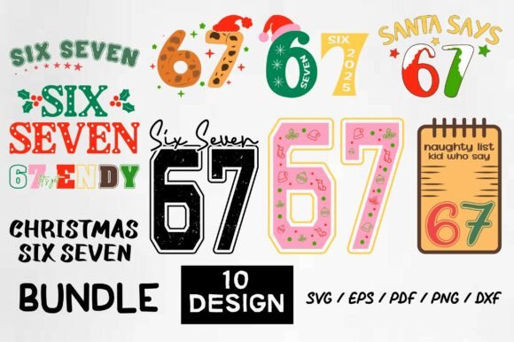 Funny Christmas Six Seven Bundle SVG PNG