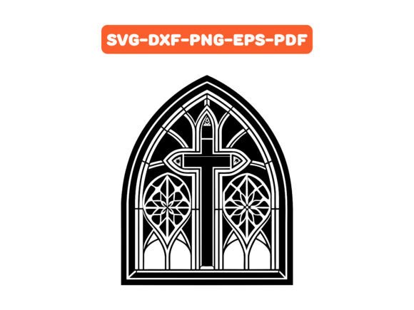 Gothic Stained Glass Windows Cross SVG