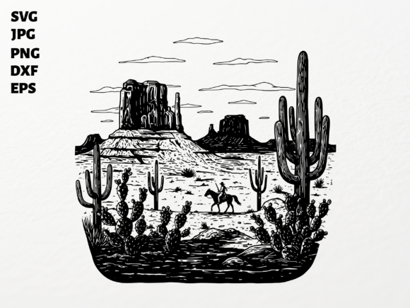 Monument Valley Cowboy SVG for Cricut