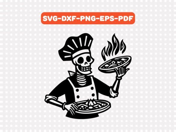 Skeleton Chef Cooking a Pizza SVG Vector