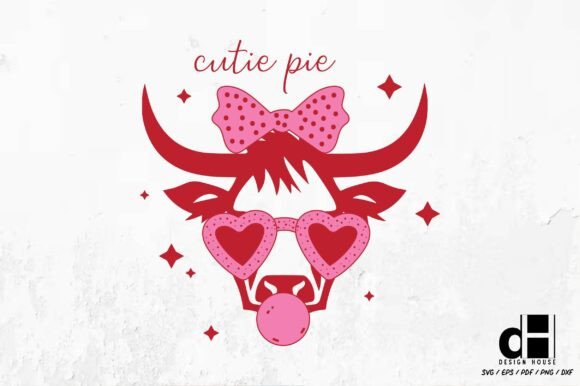 Valentine Highland Cow SVG PNG